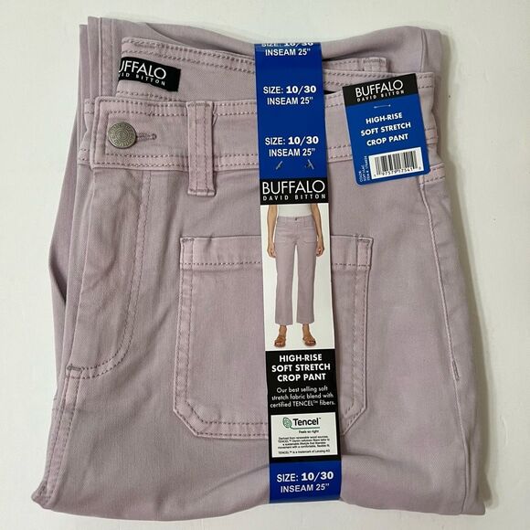 BUFFALO David Bitton Women’s Crop Pant Brigette Size 10 High Rise Soft Lilac NWT - Picture 5 of 9